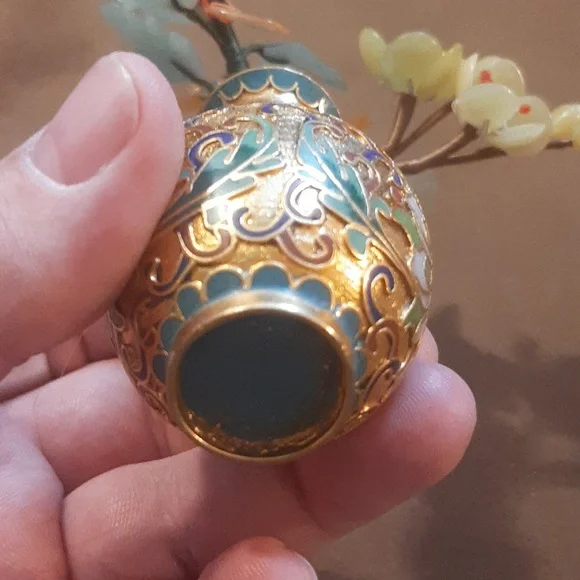 Oriental cloissonne hard stone and jade flower study - Picture 2 of 4